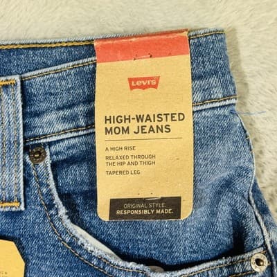Levis Mom Jeans Womens 31x29 Blue High Waist Relaxed Tapered Stretch Denim - Thumbnail 7