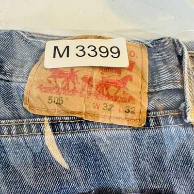 Levis 505 Jeans Mens 32x32 Blue Light Wash Straight Denim Zip Fly Regular Fit - Thumbnail 11