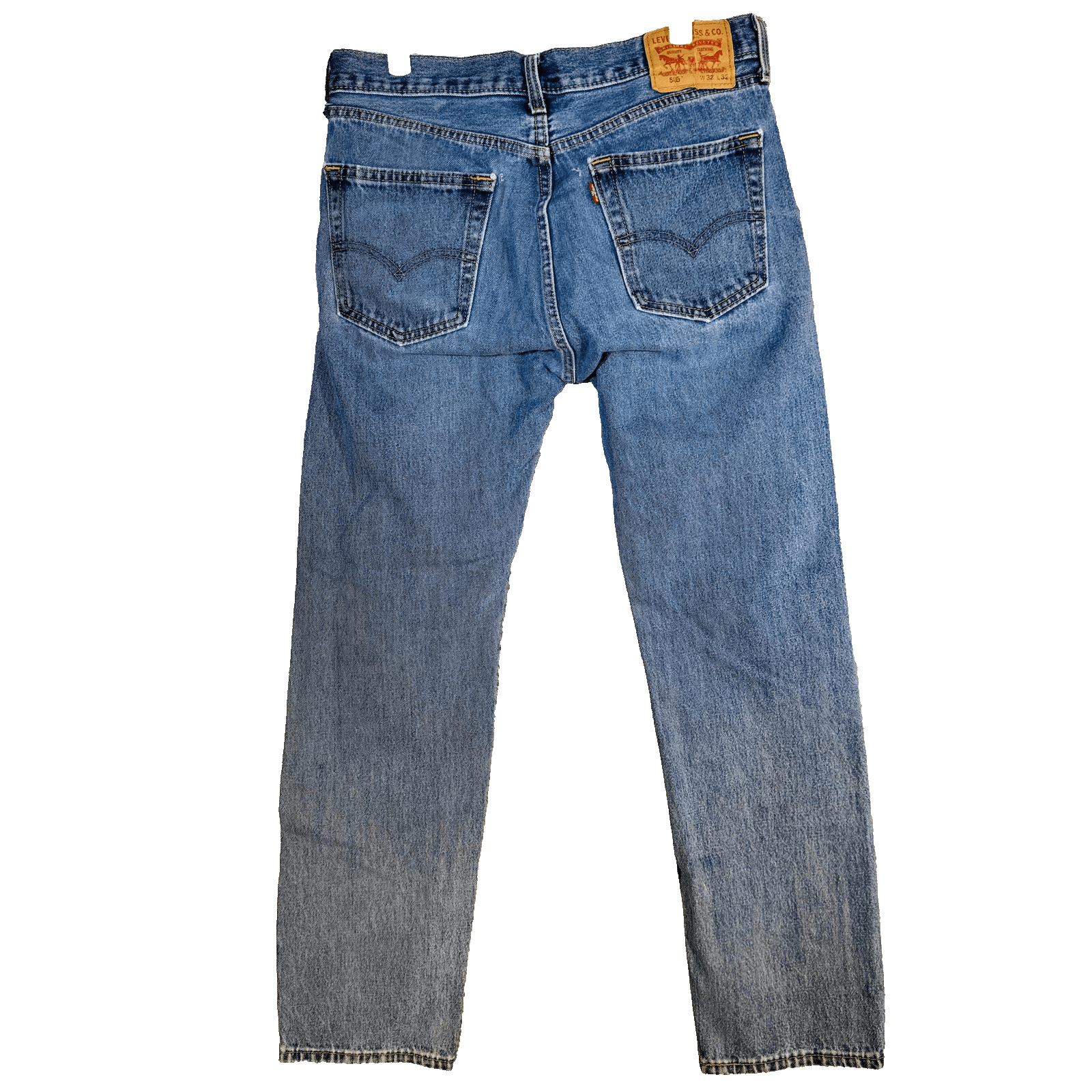 Levis 505 Jeans Mens 32x32 Blue Light Wash Straight Denim Zip Fly Regular Fit - Thumbnail 6