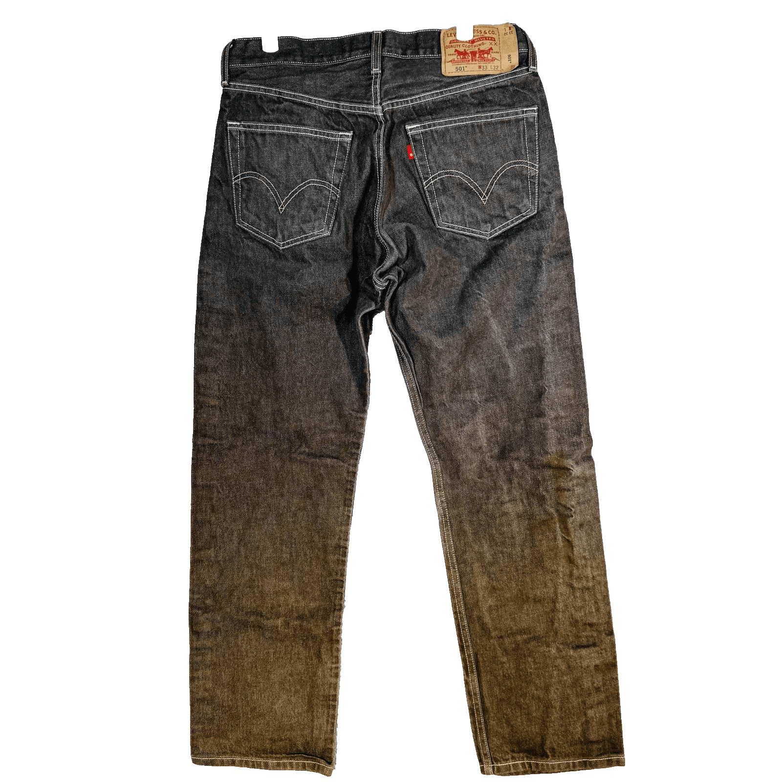 Levis 501 Jeans Mens 33x32 Black Dark Wash Straight Denim Button Fly Regular Fit - Thumbnail 6