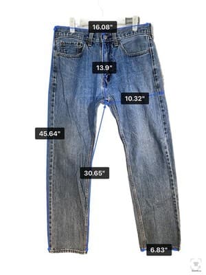 Levis 505 Jeans Mens 32x32 Blue Light Wash Straight Denim Zip Fly Regular Fit - Thumbnail 9