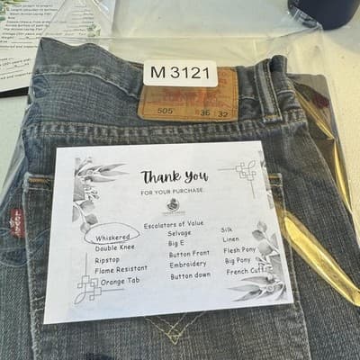 Levis 505 Jeans Mens 36x32 Medium Blue Straight Leg Regular Fit Denim Distressed - Thumbnail 10