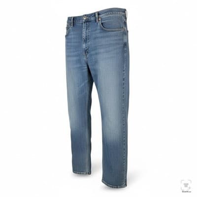 Levis 505 Jeans Mens 38x32 Blue Light Wash Straight Denim Zip Fly Regular Fit - Thumbnail 2