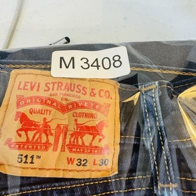 Levis 511 Jeans Mens 32x30 Blue Dark Wash Slim Tapered Stretch Denim Zip Fly - Thumbnail 16