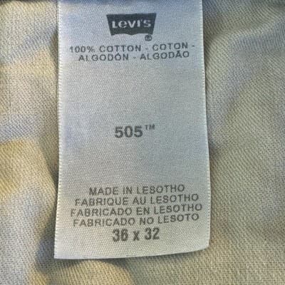 Levis 505 Jeans Mens 36x32 Medium Blue Straight Leg Regular Fit Denim Distressed - Thumbnail 7