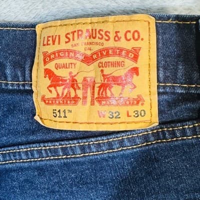Levis 511 Jeans Mens 32x30 Blue Dark Wash Slim Tapered Stretch Denim Zip Fly - Thumbnail 8