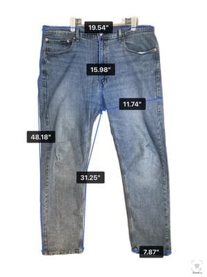 Levis 505 Jeans Mens 38x32 Blue Light Wash Straight Denim Zip Fly Regular Fit - Thumbnail 11