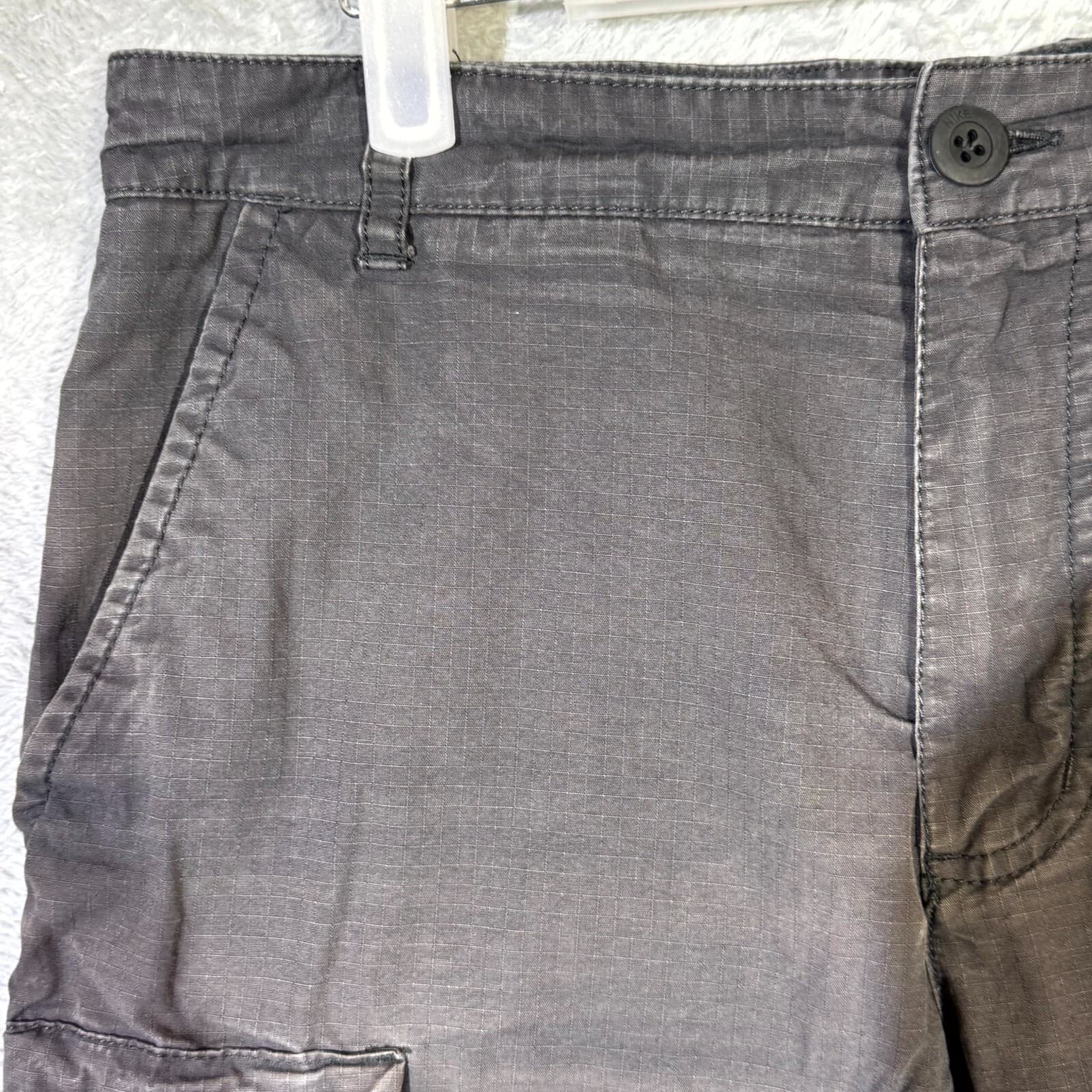Nike Men's Cargo Shorts 32 Dark Gray Cotton Swoosh Pocket Mid Rise - Thumbnail 3