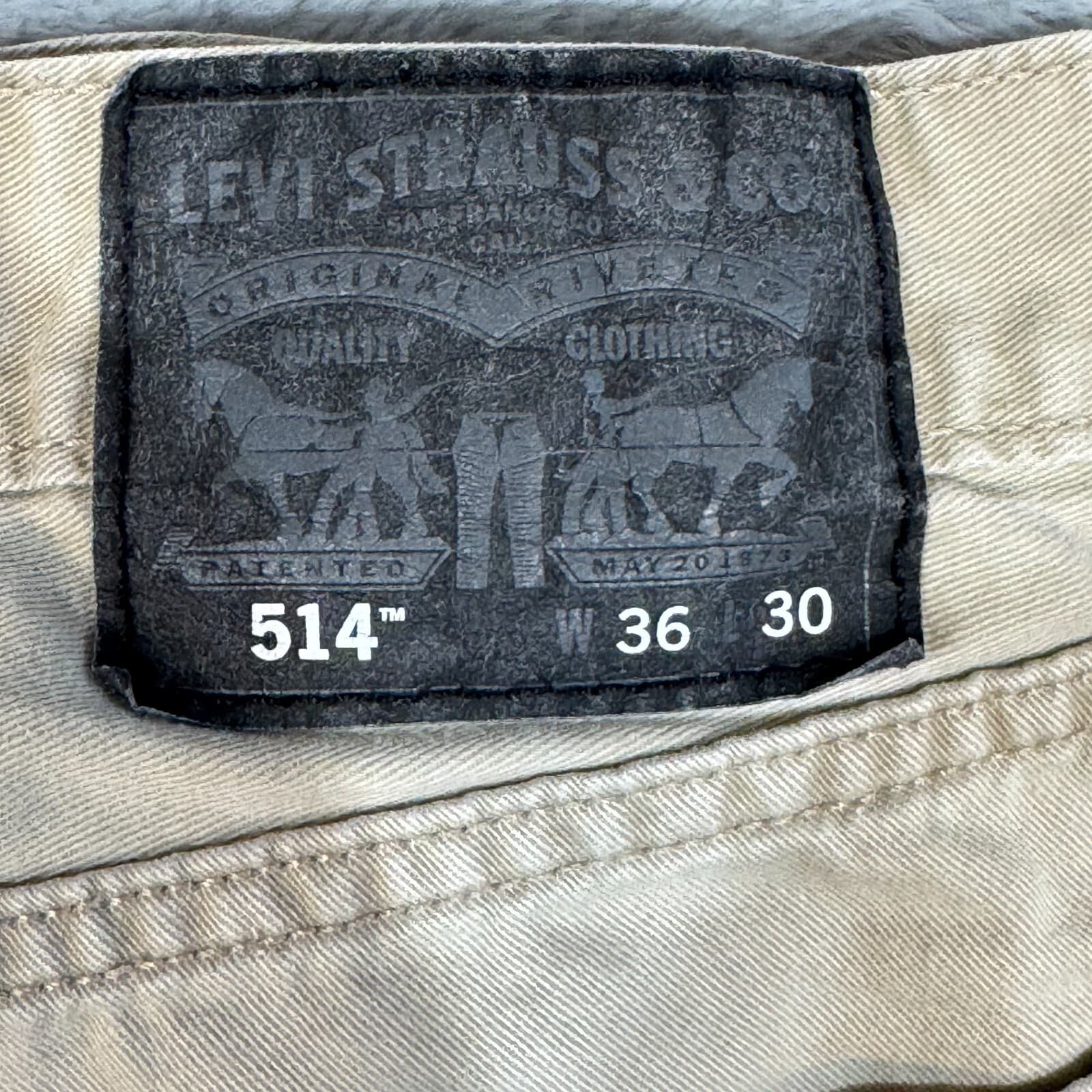 Levi’s 514 Men’s Jeans 36x30 Beige Denim 100% Cotton Mid-Rise Straight Leg - Thumbnail 9