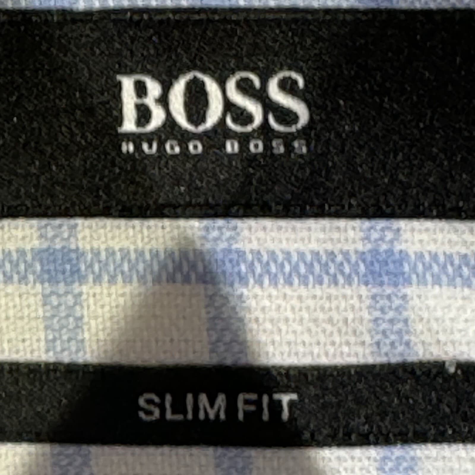 Hugo Boss Men’s Slim Fit Dress Shirt Size 17 Blue & White Check French Cuff - Thumbnail 7