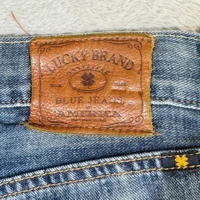 Lucky Brand 221 Original Straight Jeans Mens 32x27 Blue Medium Wash Button Fly - Thumbnail 9