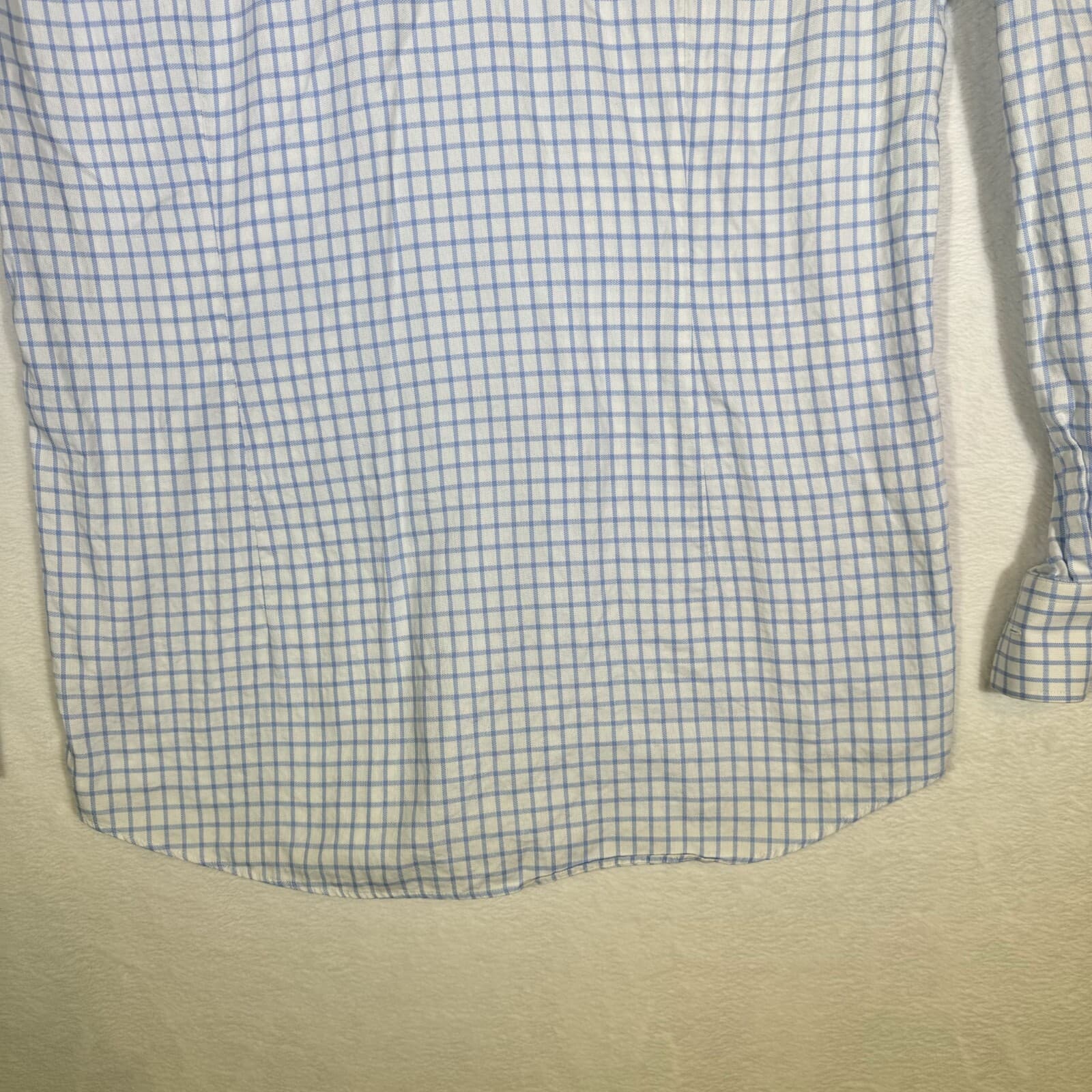 Hugo Boss Men’s Slim Fit Dress Shirt Size 17 Blue & White Check French Cuff - Thumbnail 8