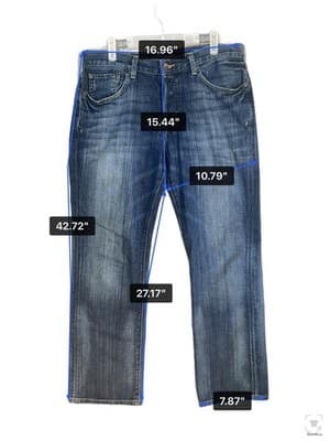 Lucky Brand 221 Original Straight Jeans Mens 32x27 Blue Medium Wash Button Fly - Thumbnail 16