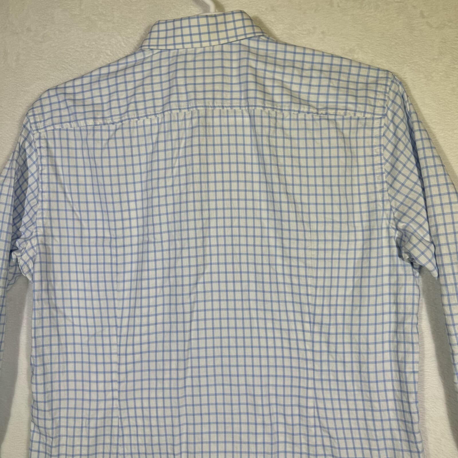 Hugo Boss Men’s Slim Fit Dress Shirt Size 17 Blue & White Check French Cuff - Thumbnail 10