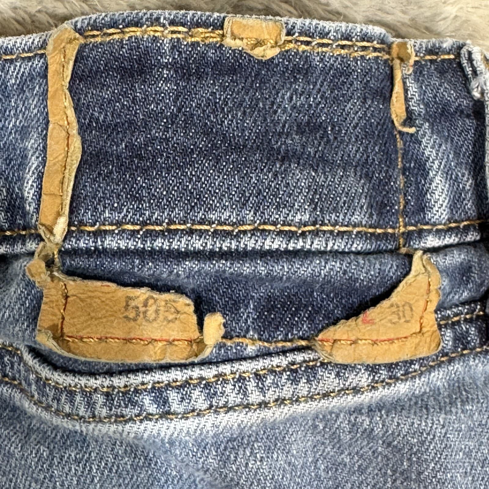 Levi’s 505 Men’s Jeans 38x30 Blue Denim Stretch Mid Rise Straight Leg - Thumbnail 3