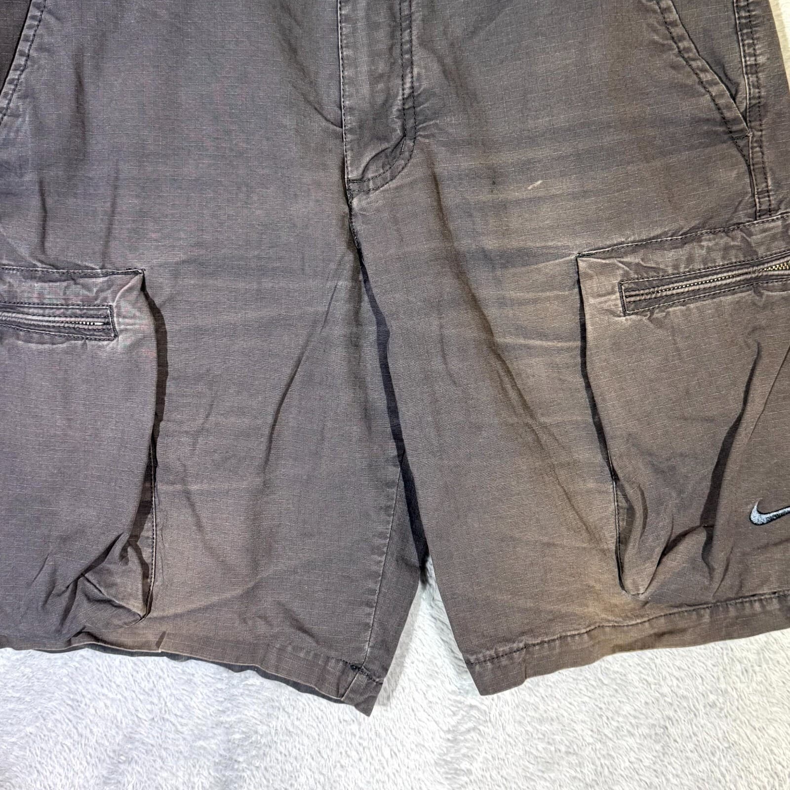 Nike Men's Cargo Shorts 32 Dark Gray Cotton Swoosh Pocket Mid Rise - Thumbnail 5