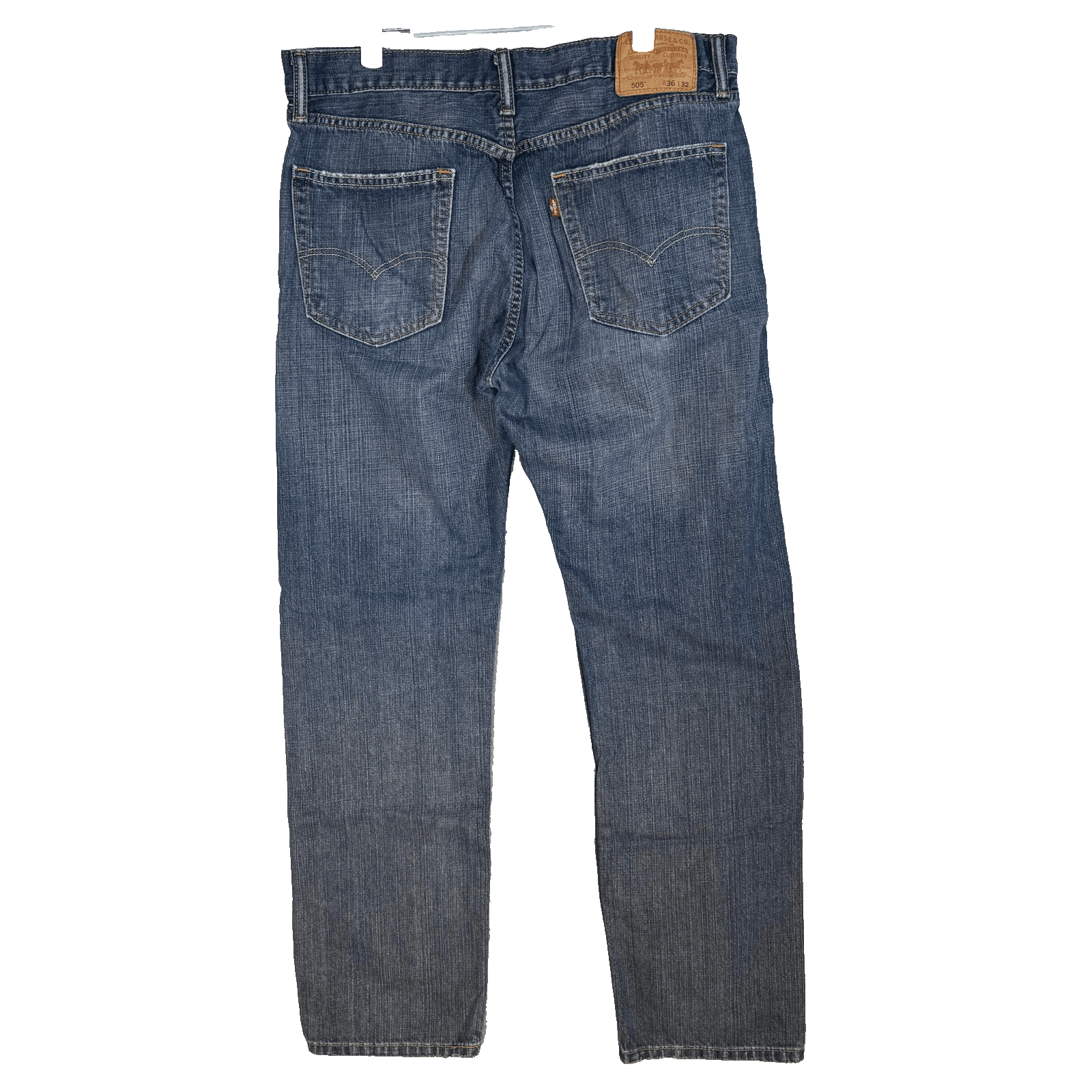 Levis 505 Jeans Mens 36x32 Medium Blue Straight Leg Regular Fit Denim Distressed - Thumbnail 3