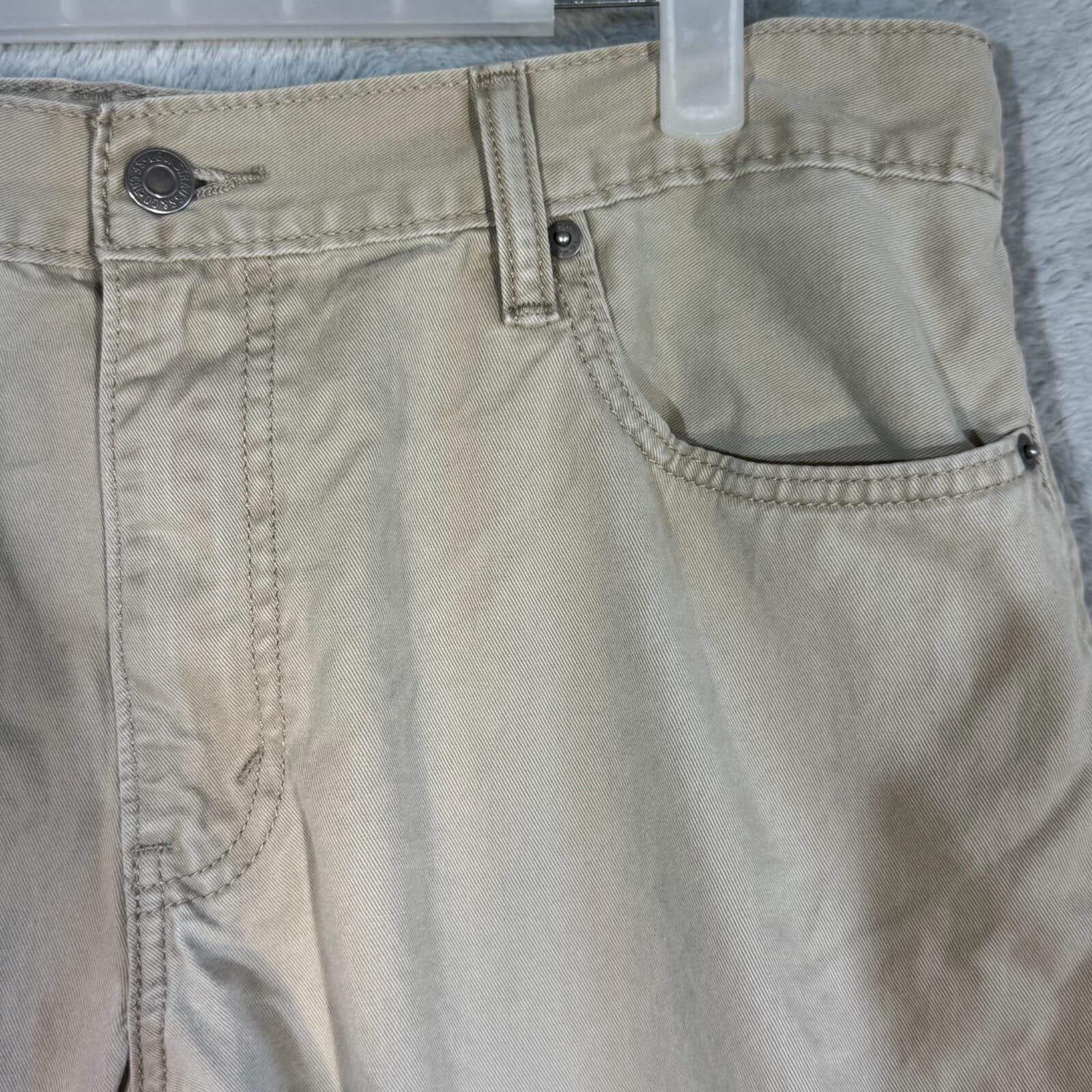 Levi’s 514 Men’s Jeans 36x30 Beige Denim 100% Cotton Mid-Rise Straight Leg - Thumbnail 4