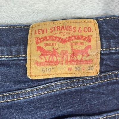 Levis 510 Jeans Mens 30x30 (30x29) Dark Wash Blue Skinny Slim Stretch Denim - Thumbnail 4
