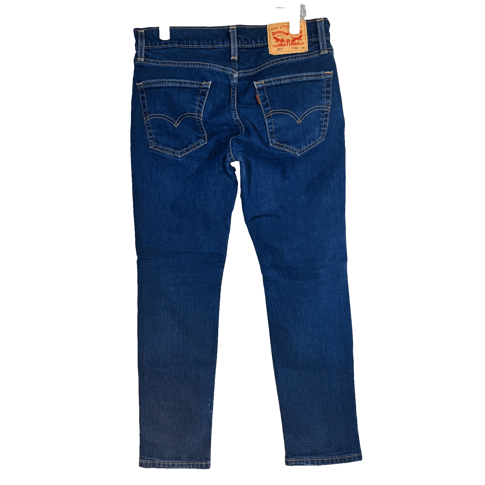 Levis 511 Jeans Mens 32x30 Blue Dark Wash Slim Tapered Stretch Denim Zip Fly - Thumbnail 7