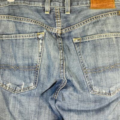 Lucky Brand 221 Original Straight Jeans Mens 32x27 Blue Medium Wash Button Fly - Thumbnail 8