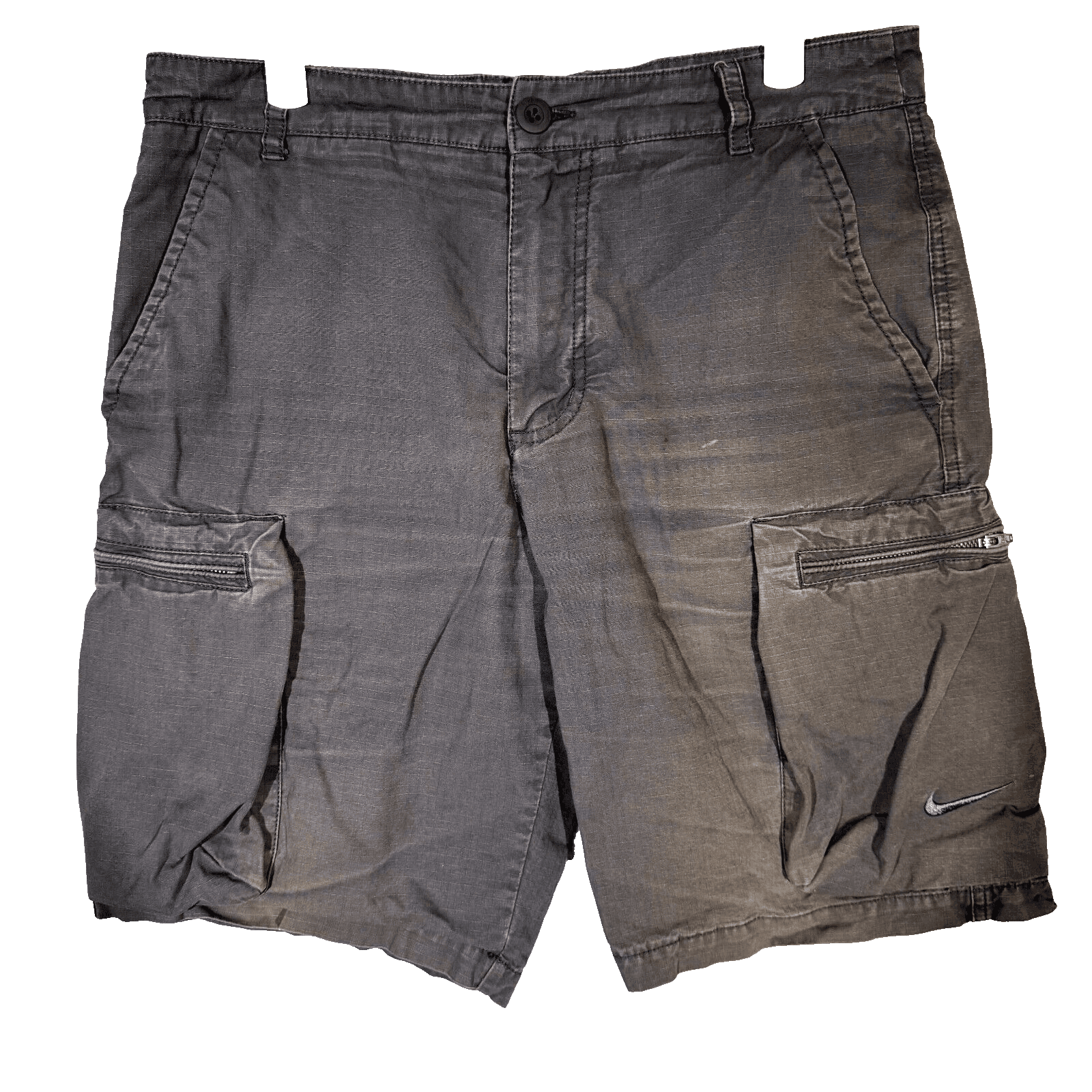 Nike Men's Cargo Shorts 32 Dark Gray Cotton Swoosh Pocket Mid Rise - Image 1