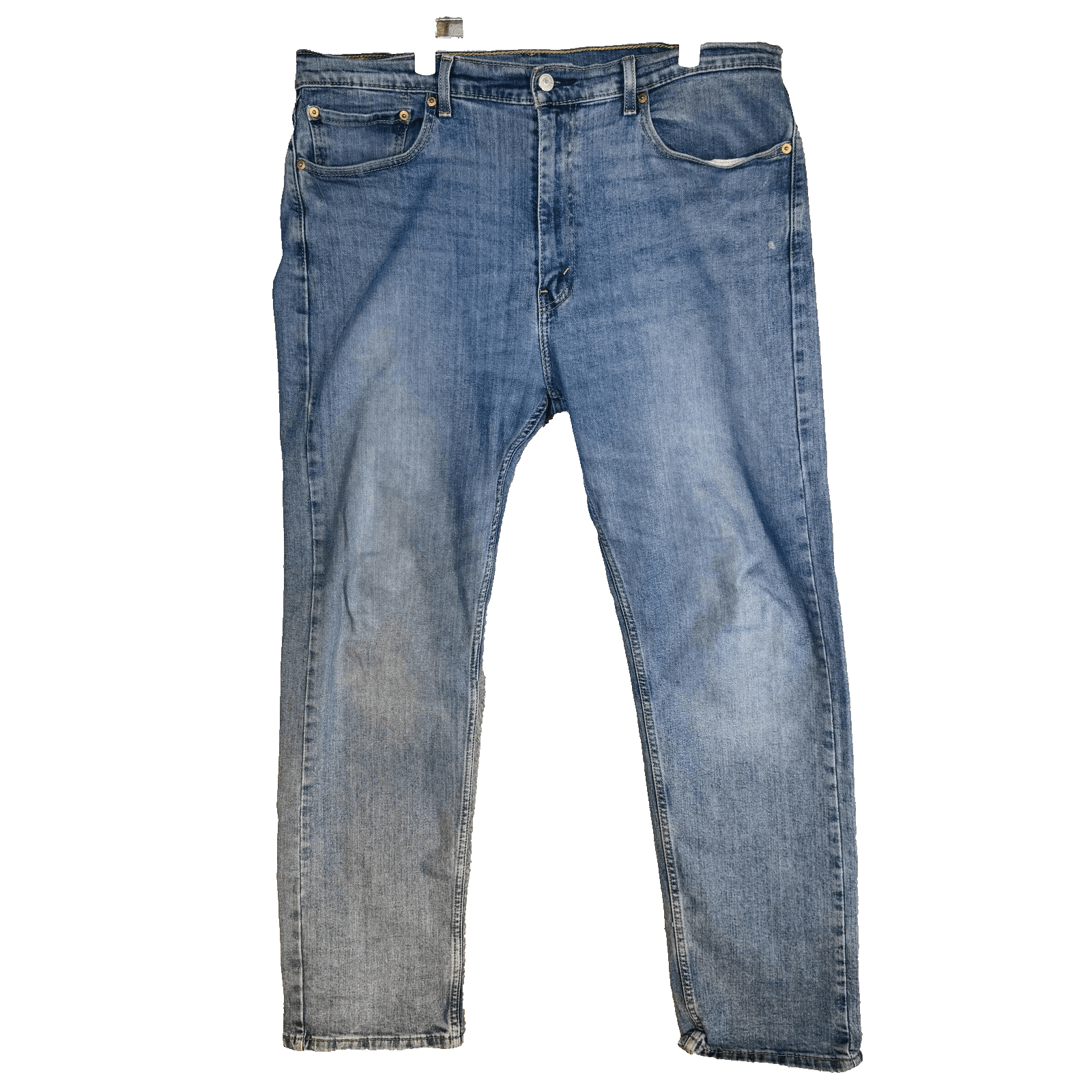 Levis 505 Jeans Mens 38x32 Blue Light Wash Straight Denim Zip Fly Regular Fit - Image 1