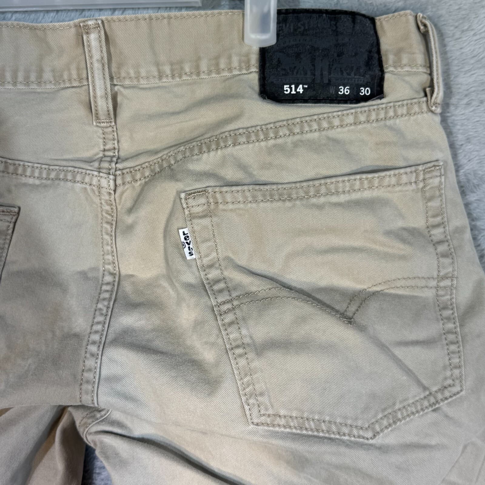 Levi’s 514 Men’s Jeans 36x30 Beige Denim 100% Cotton Mid-Rise Straight Leg - Thumbnail 7