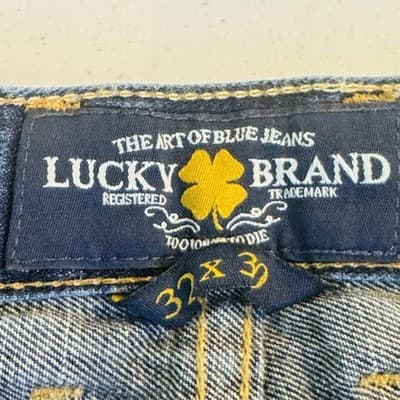 Lucky Brand 221 Original Straight Jeans Mens 32x27 Blue Medium Wash Button Fly - Thumbnail 11