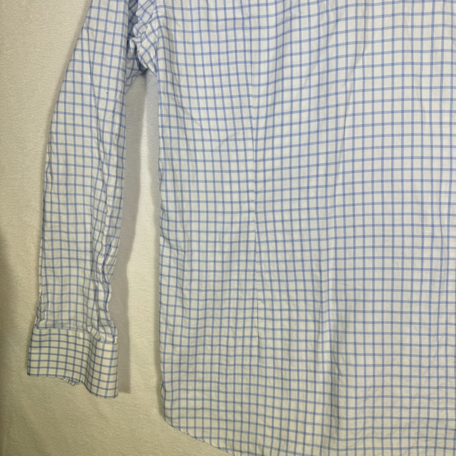 Hugo Boss Men’s Slim Fit Dress Shirt Size 17 Blue & White Check French Cuff - Thumbnail 9