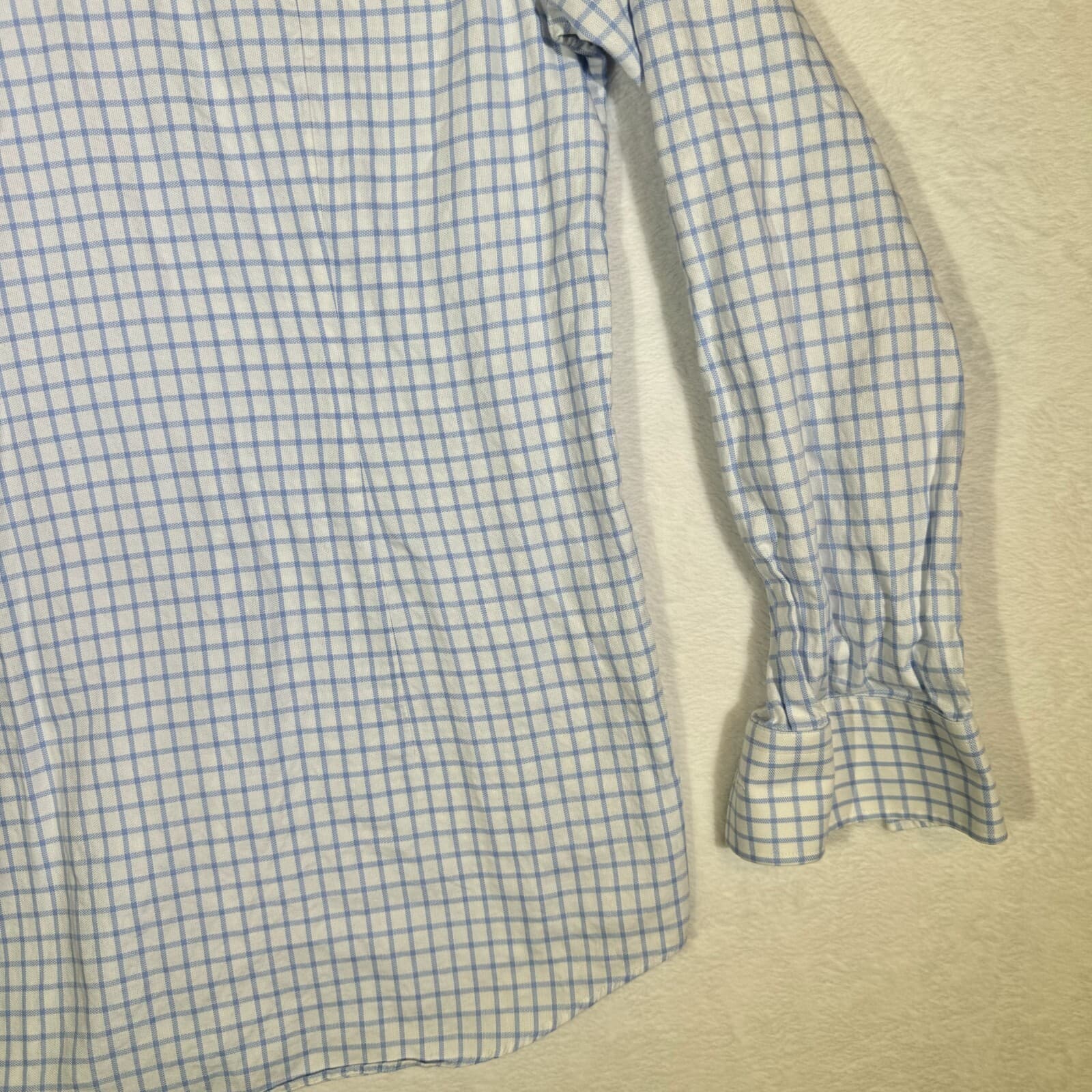 Hugo Boss Men’s Slim Fit Dress Shirt Size 17 Blue & White Check French Cuff - Thumbnail 11
