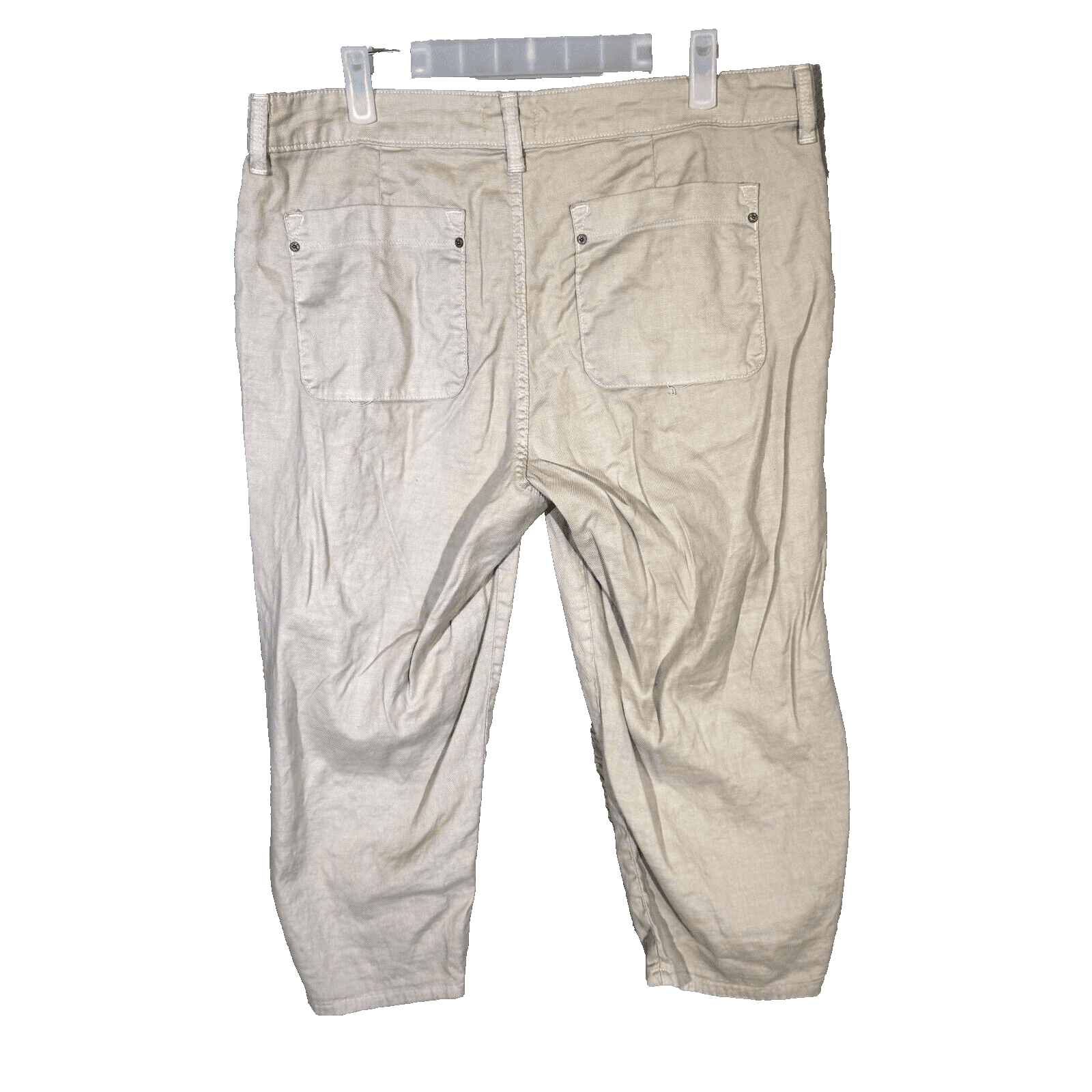 NYDJ Women's Cropped Pants 12 Beige Stretch Mid Rise 5 Pocket Straight Leg - Thumbnail 2