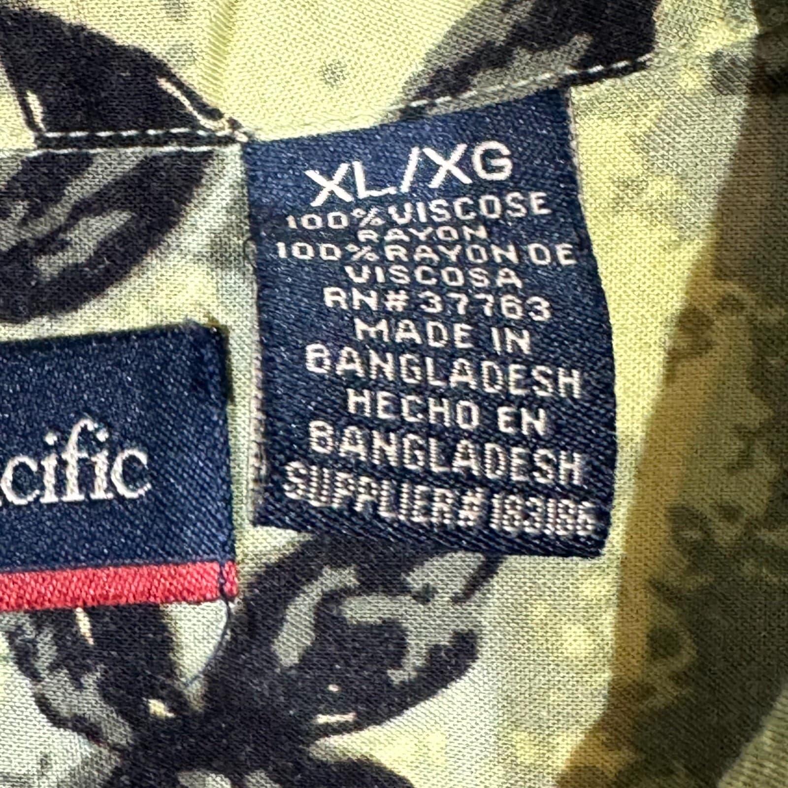 Ocean Pacific Men's Shirt XL Green Hawaiian Viscose Short Sleeve Button Up - Thumbnail 8