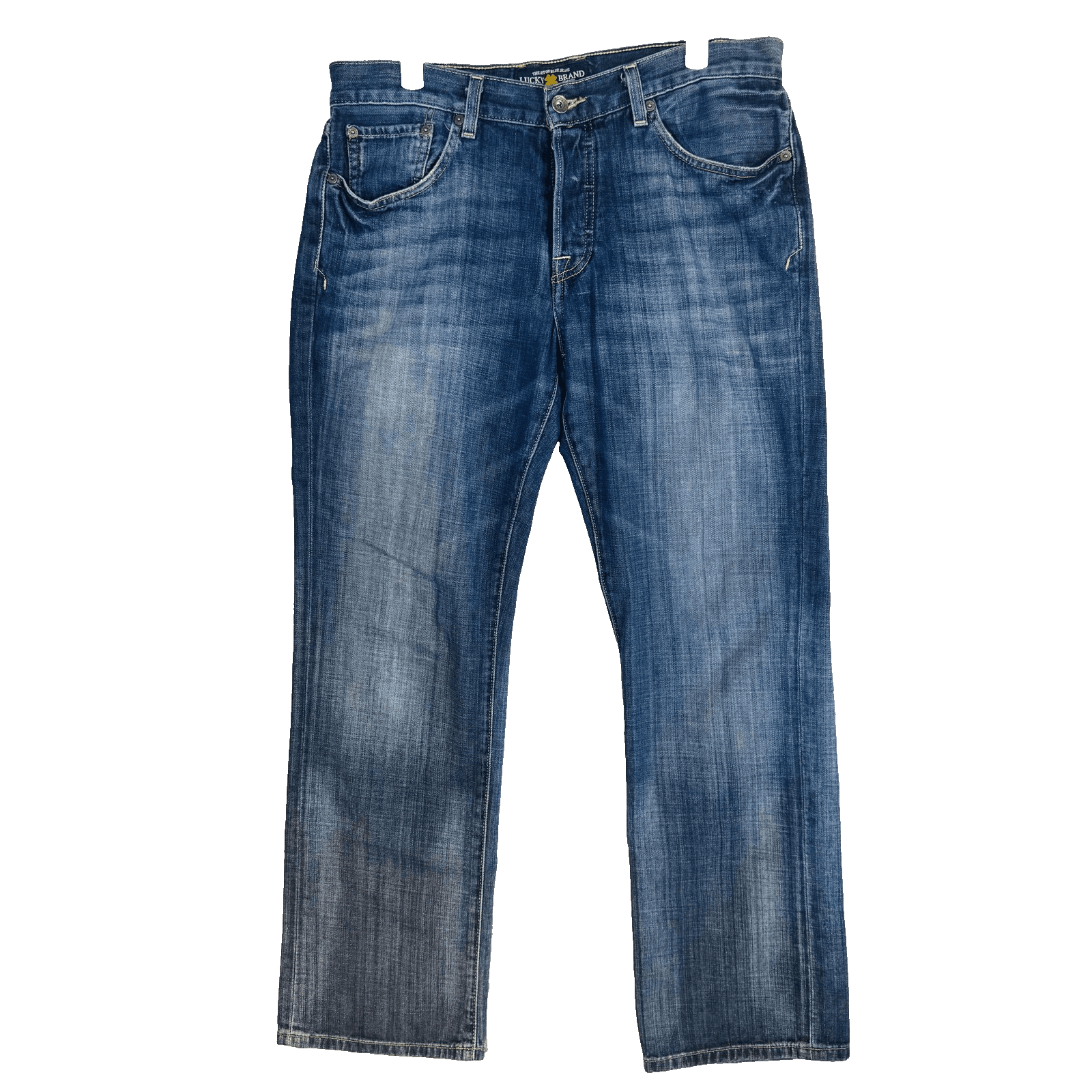 Lucky Brand 221 Original Straight Jeans Mens 32x27 Blue Medium Wash Button Fly - Thumbnail 5