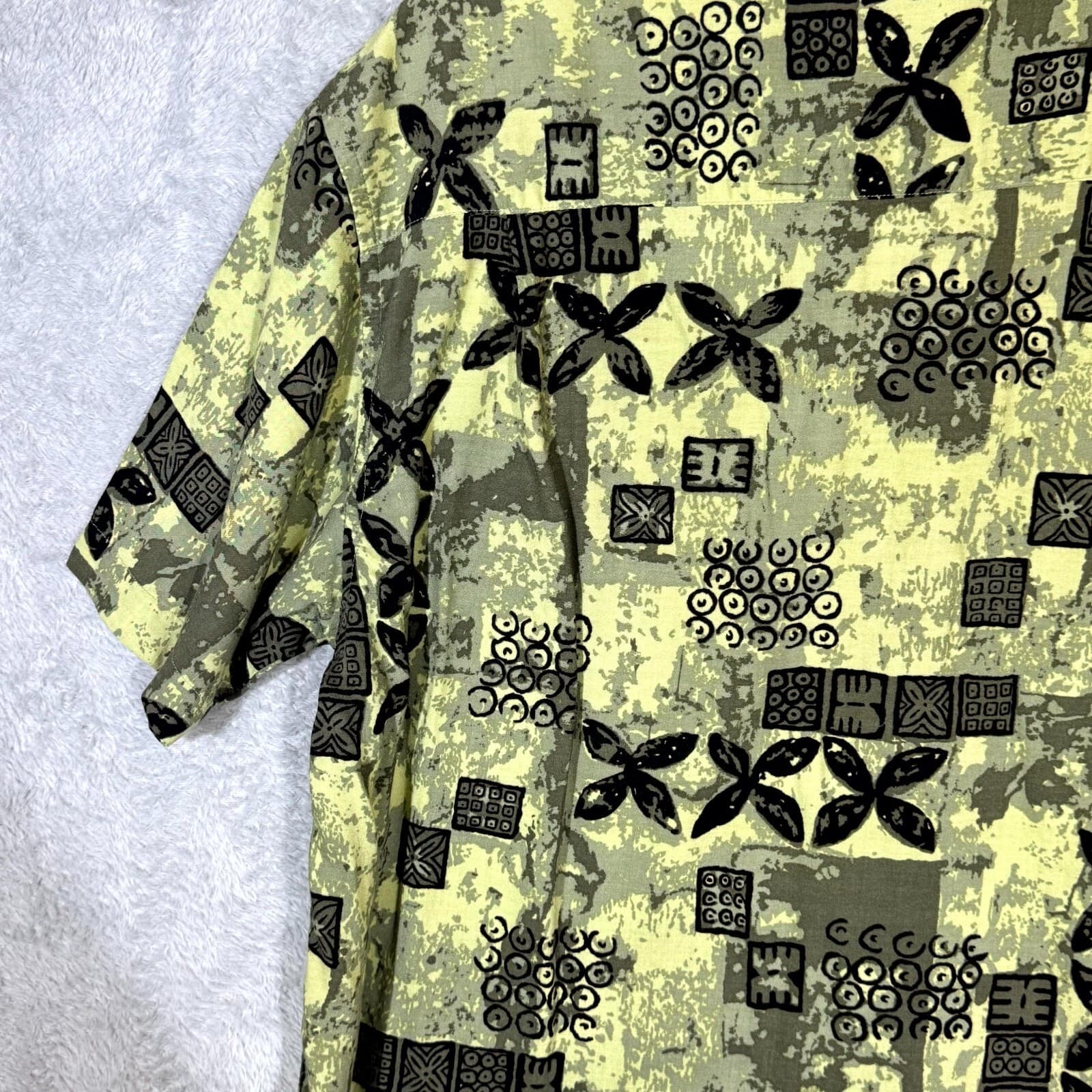 Ocean Pacific Men's Shirt XL Green Hawaiian Viscose Short Sleeve Button Up - Thumbnail 10