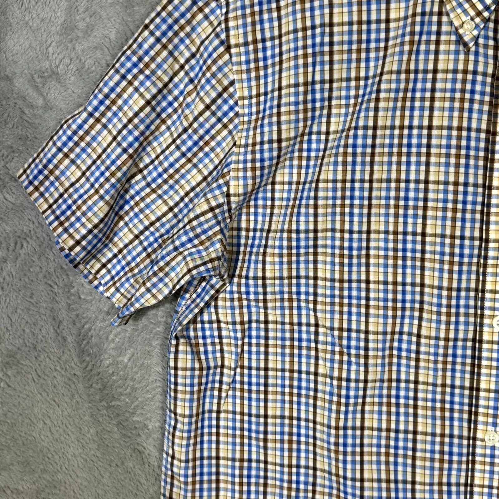 Moxie & Co Shirt Men Medium Blue Plaid Short Sleeve Button Down Casual - Thumbnail 3