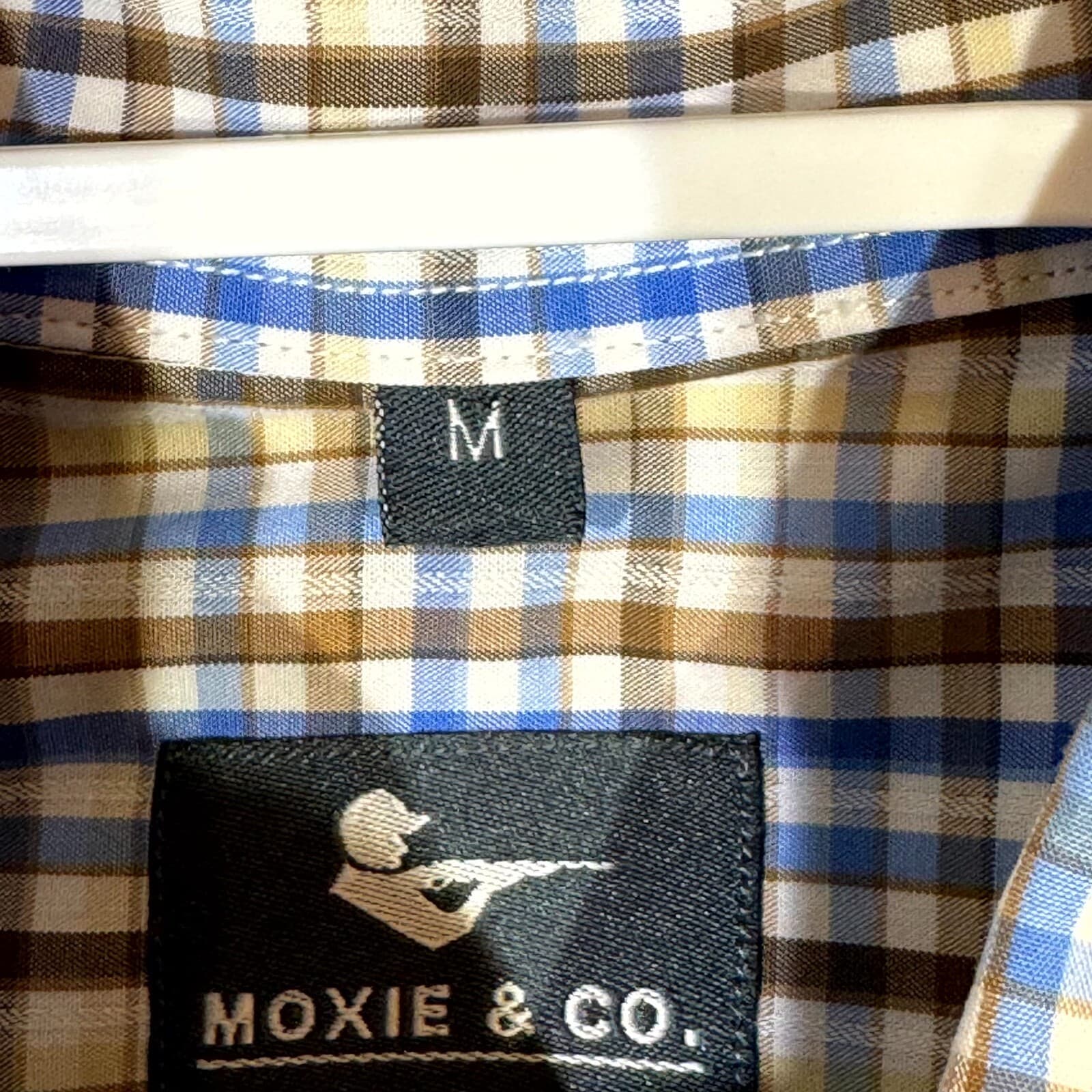 Moxie & Co Shirt Men Medium Blue Plaid Short Sleeve Button Down Casual - Thumbnail 8