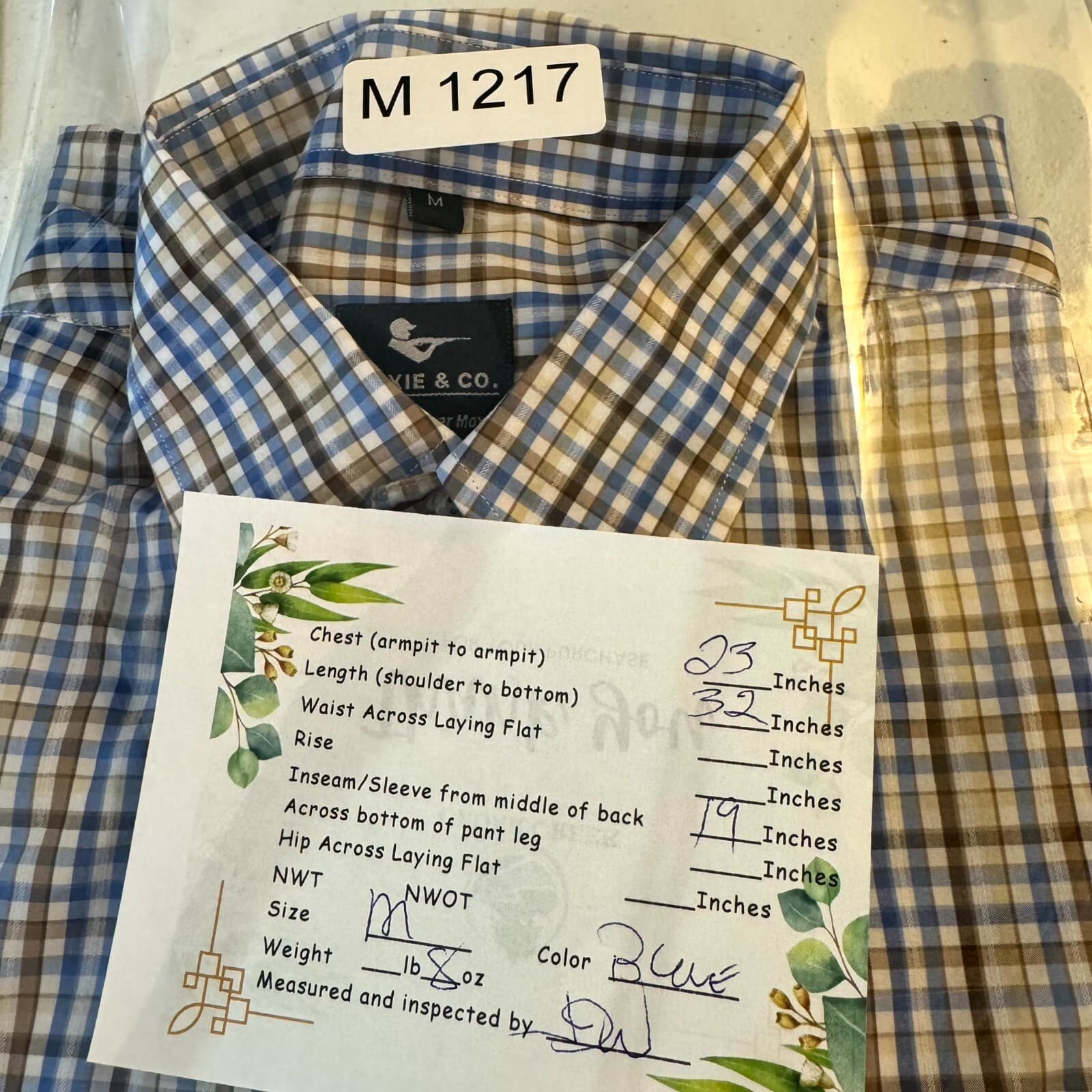 Moxie & Co Shirt Men Medium Blue Plaid Short Sleeve Button Down Casual - Thumbnail 9