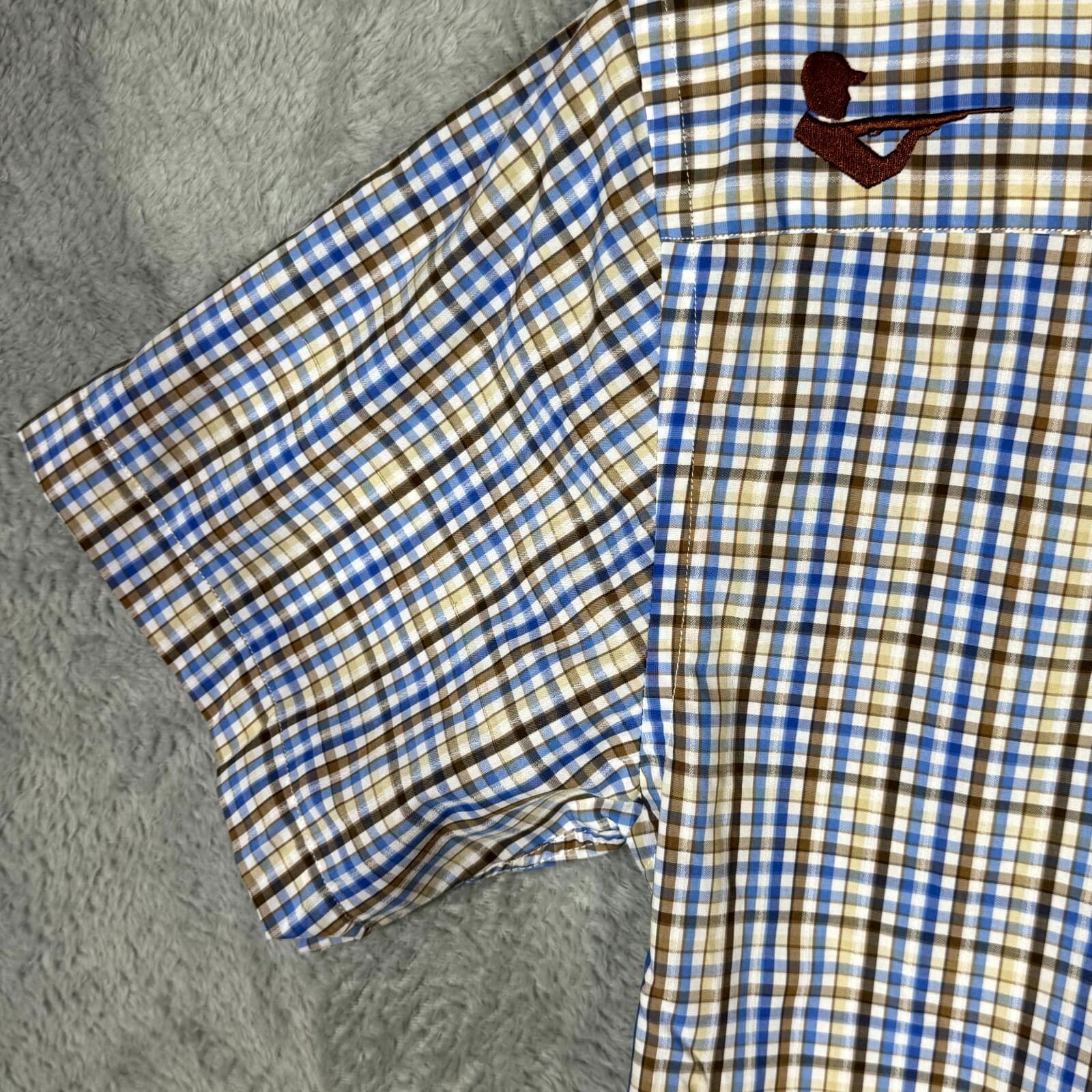 Moxie & Co Shirt Men Medium Blue Plaid Short Sleeve Button Down Casual - Thumbnail 10