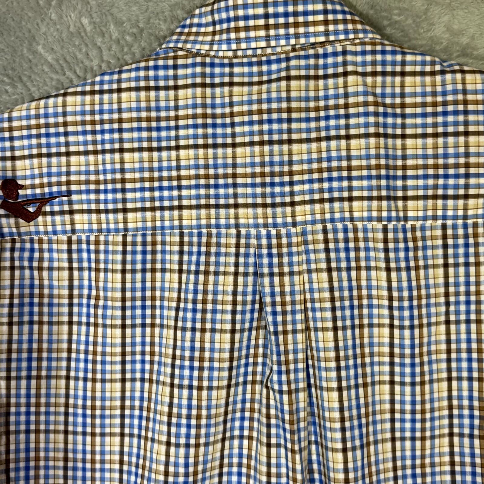 Moxie & Co Shirt Men Medium Blue Plaid Short Sleeve Button Down Casual - Thumbnail 11