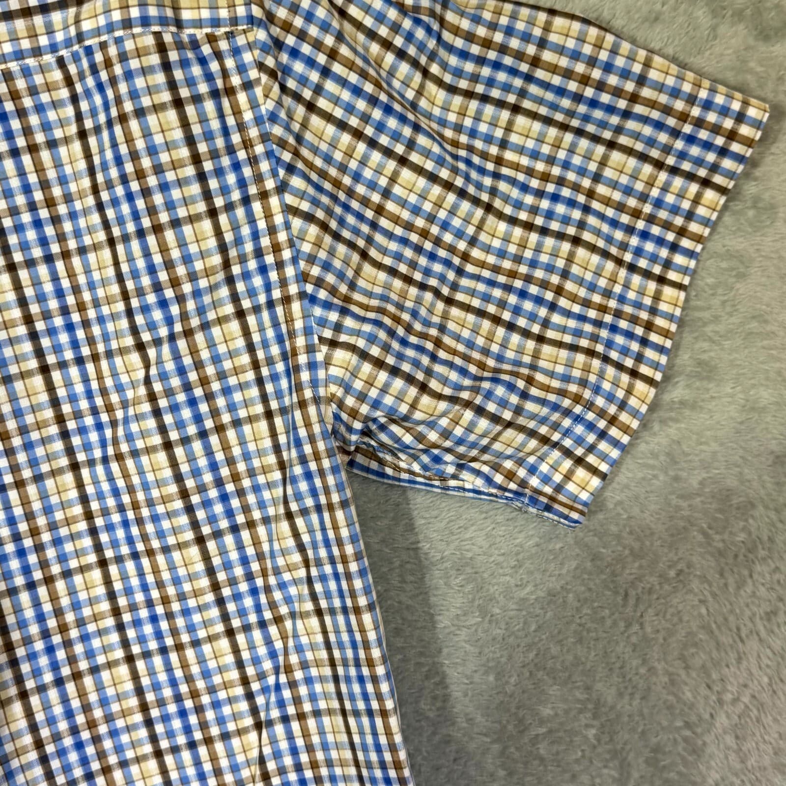 Moxie & Co Shirt Men Medium Blue Plaid Short Sleeve Button Down Casual - Thumbnail 12