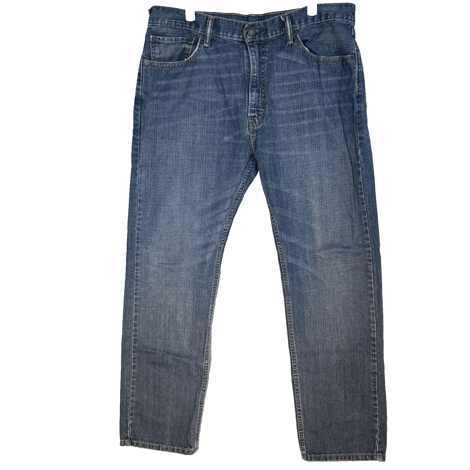 Levis 505 Jeans Mens 36x32 Medium Blue Straight Leg Regular Fit Denim Distressed - Image 1