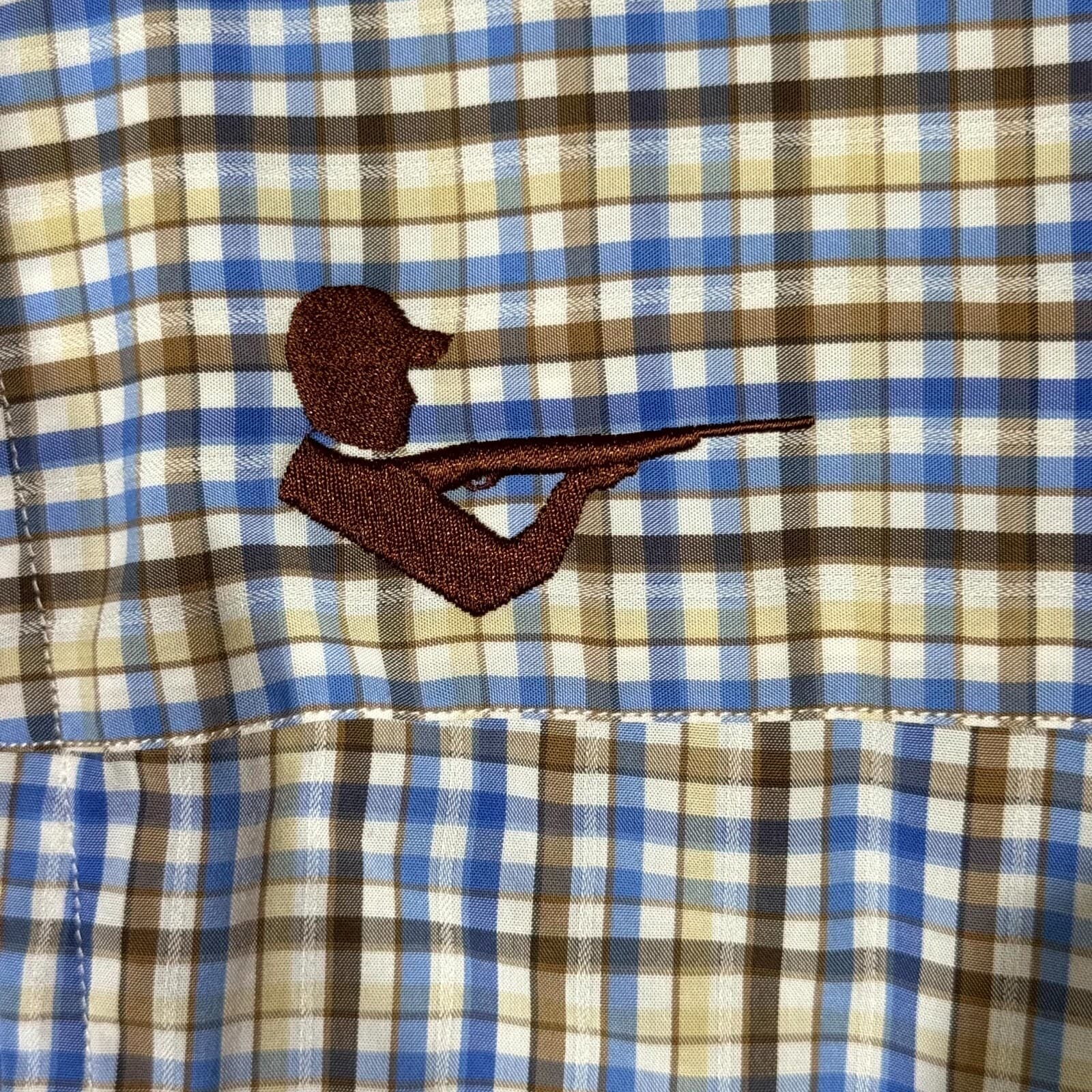 Moxie & Co Shirt Men Medium Blue Plaid Short Sleeve Button Down Casual - Thumbnail 14