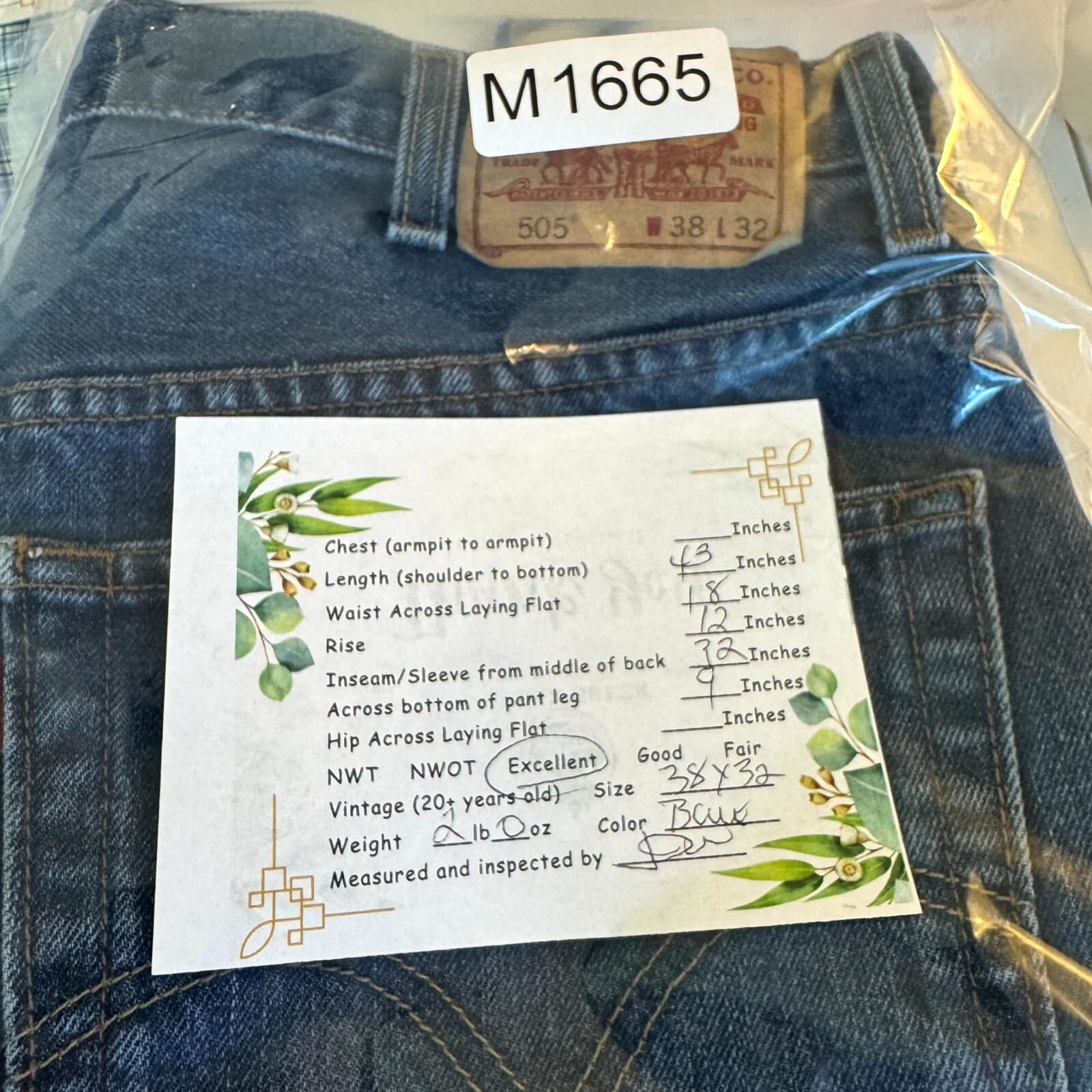 Vintage Levi’s 511 Men’s Jeans 32x32 Blue Denim Slim Fit Straight Leg - Thumbnail 8