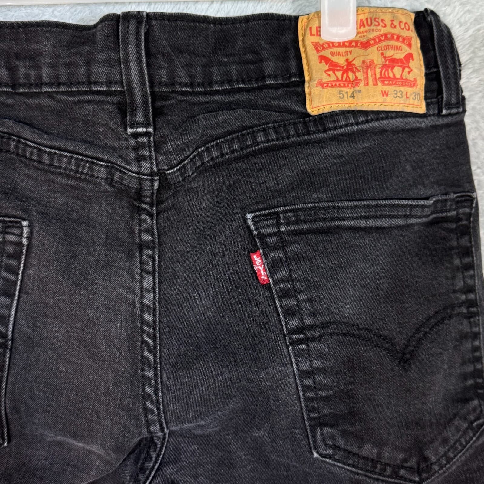 Levi’s 514 Men’s Jeans 33x30 Black Denim Mid-Rise Straight Leg - Thumbnail 7