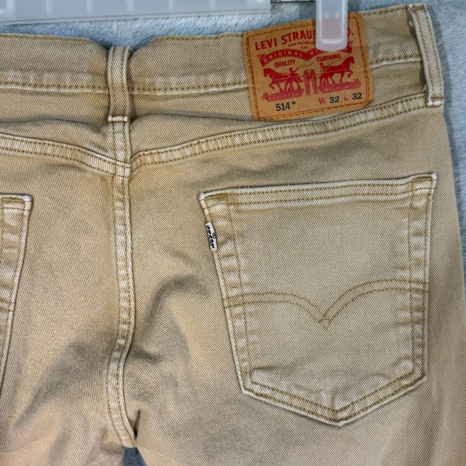 Levi’s 514 Men’s Jeans 32x32 Beige Denim 100% Cotton Mid-Rise Straight - Thumbnail 7