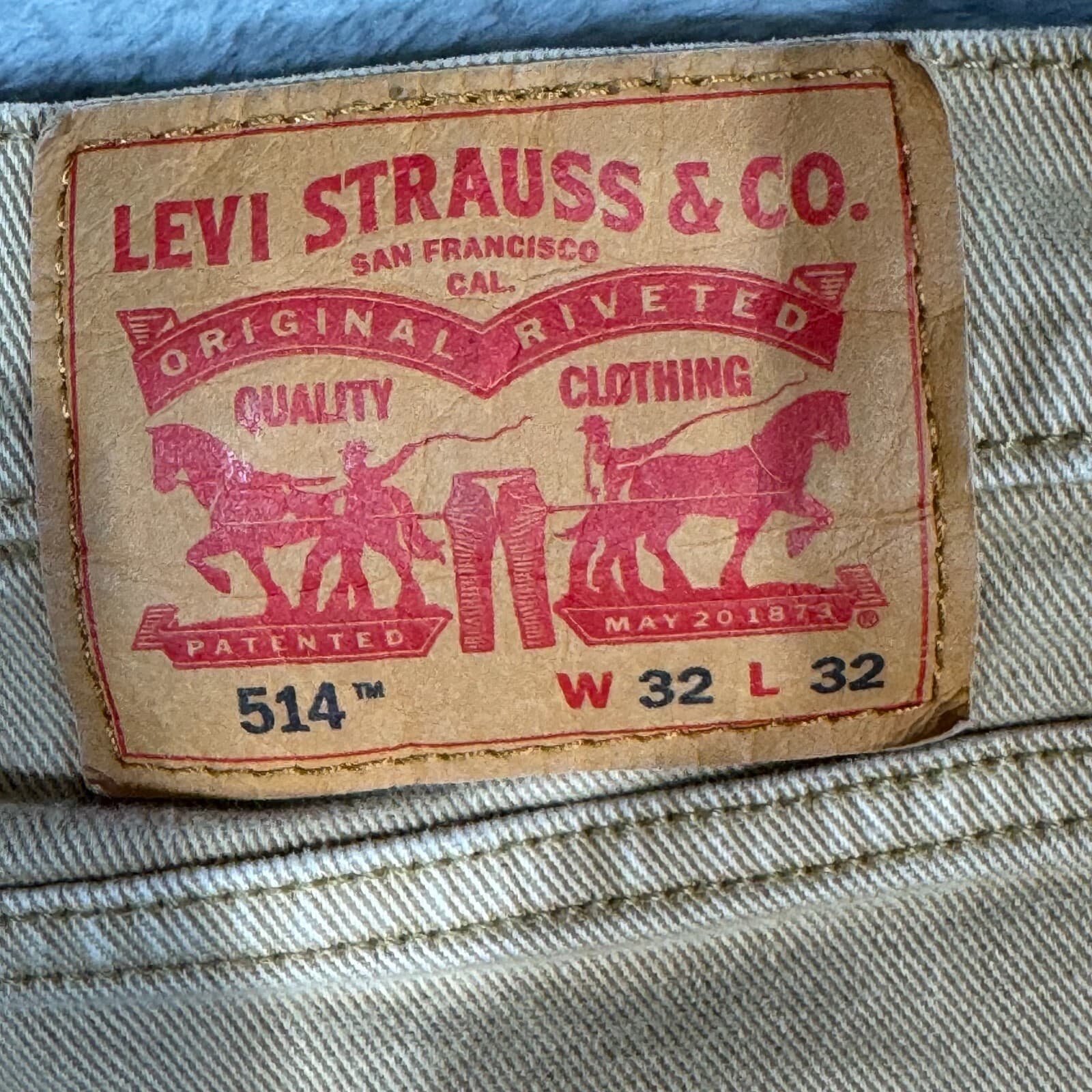 Levi’s 514 Men’s Jeans 32x32 Beige Denim 100% Cotton Mid-Rise Straight - Thumbnail 10