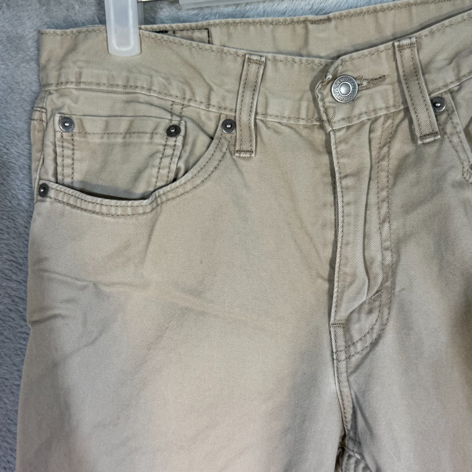 Levi’s 514 Men’s Jeans 31x32 Beige Denim Straight Fit Mid Rise - Thumbnail 3