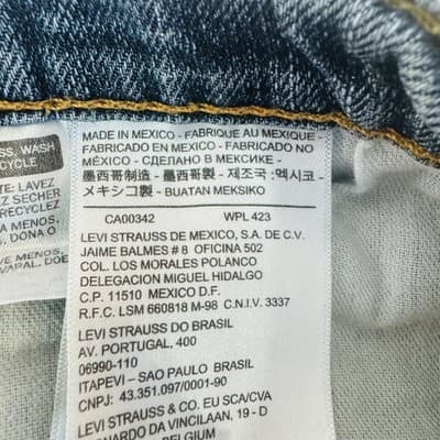 Levis S40175 Jeans Mens 36x34 Blue Medium Wash Denim Tapered Slim Zip Fly - Thumbnail 8