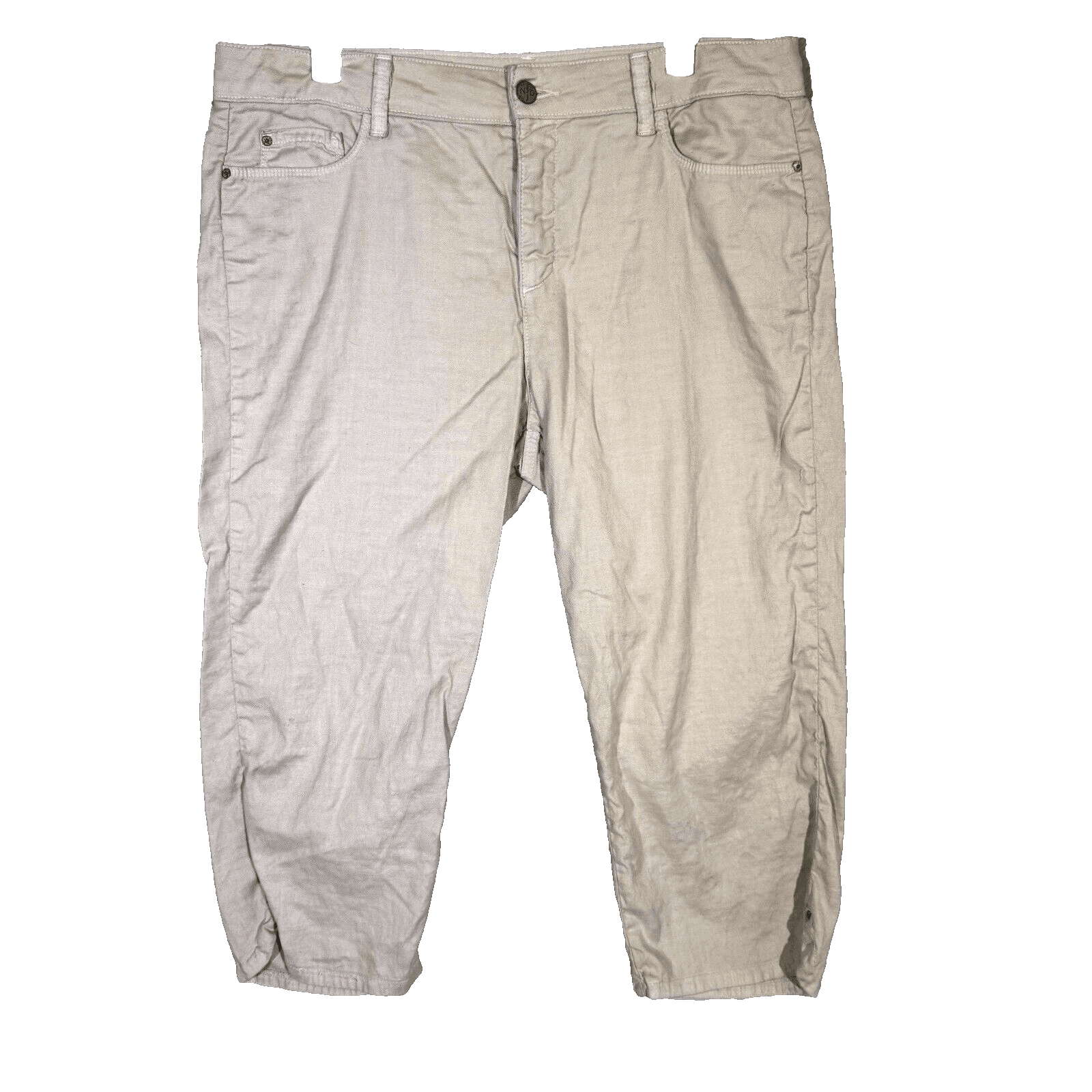 NYDJ Women's Cropped Pants 12 Beige Stretch Mid Rise 5 Pocket Straight Leg - Image 1